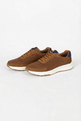 Men's Sneakers Blend Classic Style Modern Touch Tan Nubuck Leather Shoes