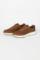 Men's Sneakers Blend Classic Style Modern Touch Tan Nubuck Leather Shoes