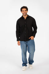 Men's Cutting Jakar Oversized Shirt With Long Sleeves And Full Button Closure