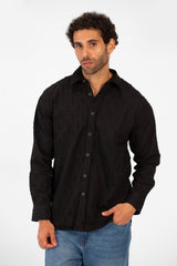 Men's Cutting Jakar Oversized Shirt With Long Sleeves And Full Button Closure