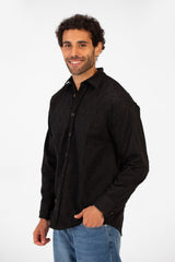 Men's Cutting Jakar Oversized Shirt With Long Sleeves And Full Button Closure