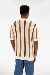 Men's Striped Short Sleeve Polo T-Shirt