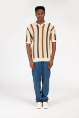 Men's Striped Short Sleeve Polo T-Shirt