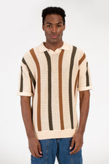 Men's Striped Short Sleeve Polo T-Shirt
