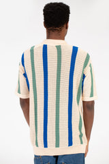 Men's Striped Short Sleeve Polo T-Shirt