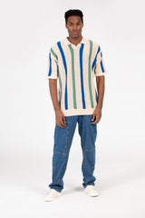 Men's Striped Short Sleeve Polo T-Shirt