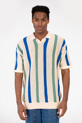 Men's Striped Short Sleeve Polo T-Shirt