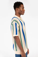 Men's Striped Short Sleeve Polo T-Shirt