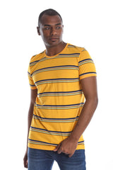 Men's Cotton Striped Round Neck Cotton T-shirt