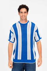 Men's Striped Slim Fit Cotton Knit T-Shirt