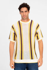 Men's Striped Slim Fit Cotton Knit T-Shirt