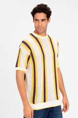 Men's Striped Slim Fit Cotton Knit T-Shirt