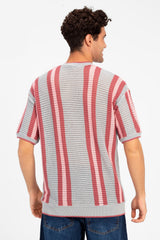 Men's Striped Slim Fit Cotton Knit T-Shirt
