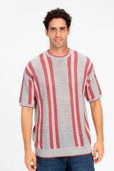 Men's Striped Slim Fit Cotton Knit T-Shirt