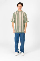 Men's Striped Round Neck Half Sleeve T-shirt