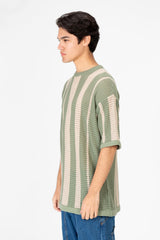 Men's Striped Round Neck Half Sleeve T-shirt