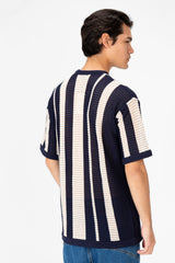 Men's Striped Round Neck Half Sleeve T-shirt