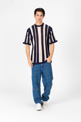 Men's Striped Round Neck Half Sleeve T-shirt