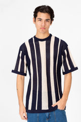 Men's Striped Round Neck Half Sleeve T-shirt
