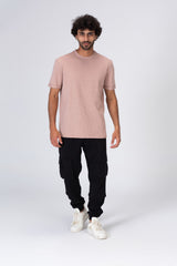 Mens Basic Half Sleeve Round Neck T-shirt With Distinctive Materials And Details