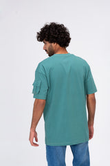 Mens Round Basic Plain T-Shirt With Shoulder Pocket And A Unique Cut