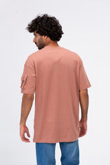 Mens Round Basic Plain T-Shirt With Shoulder Pocket And A Unique Cut