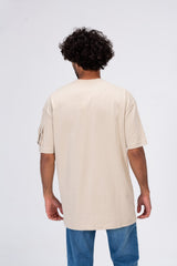 Mens Round Basic Plain T-Shirt With Shoulder Pocket And A Unique Cut