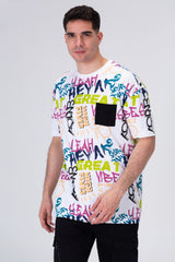 Mens Printed Cotton T-shirt With Pocket On The Front