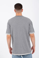 Mens Oversize Basic Plain T-shirt With A Round Neck And A Tomato Patch On The Front