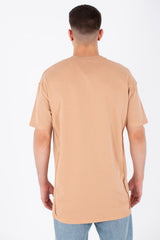 Mens Oversize Basic Plain T-shirt With A Round Neck And A Tomato Patch On The Front