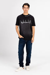 Men's Oversized Front Flip Text Print T-shirt