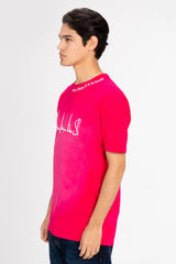 Men's Oversized Front Flip Text Print T-shirt