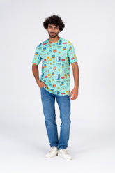 Mens Half Sleeves T-shirt With Full Summer Print