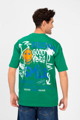 Men's Round Printed Regular Fit T-Shirt
