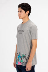 Men's Slim Fit T-shirt With Round Neck And Front Print