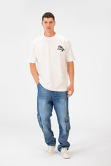 Men's Regular Fit Round Neck Short Sleeves Front & Back Printed T-shirt