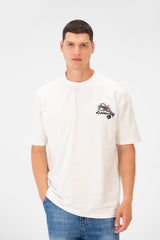 Men's Regular Fit Round Neck Short Sleeves Front & Back Printed T-shirt
