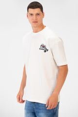 Men's Regular Fit Round Neck Short Sleeves Front & Back Printed T-shirt