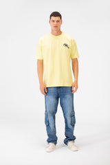 Men's Regular Fit Round Neck Short Sleeves Front & Back Printed T-shirt