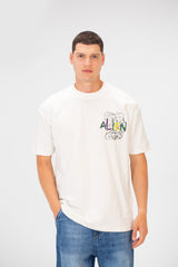 Men's Summer Melton Printed Regular Fit Short Sleeve Round Neck T-Shirt