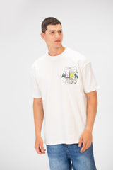 Men's Summer Melton Printed Regular Fit Short Sleeve Round Neck T-Shirt