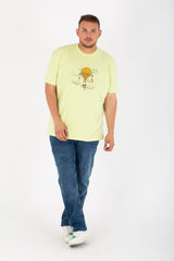 Mens Big Size Lycra T-Shirt With Round Neck And Front Print