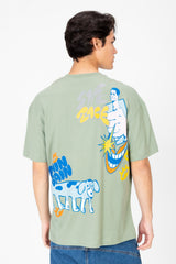 Men's Oversized Printed Crew Neck T-Shirt