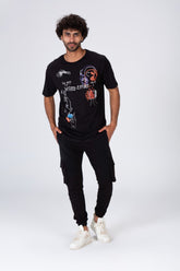 تيشيرت رجالي مطبوع بياقة دائرية ومادة قطنية