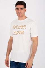 Mens round neck half sleeves T-shirt with front and back print
