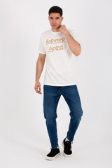 Mens round neck half sleeves T-shirt with front and back print
