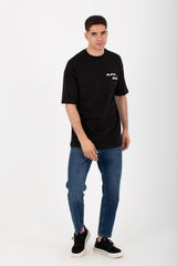 Mens Round Over Size T-Shirt In Melton Material With Front And Back Print