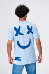 تيشيرت رجالي بياقة دائرية مع طباعة عصرية مميزة