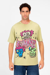 Men's Rounded Printed Regular Fit T-Shirt