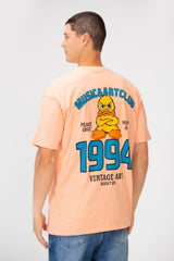 Men's Regular Fit Round Neck Short Sleeves T-shirt With Text & Cartoon Print